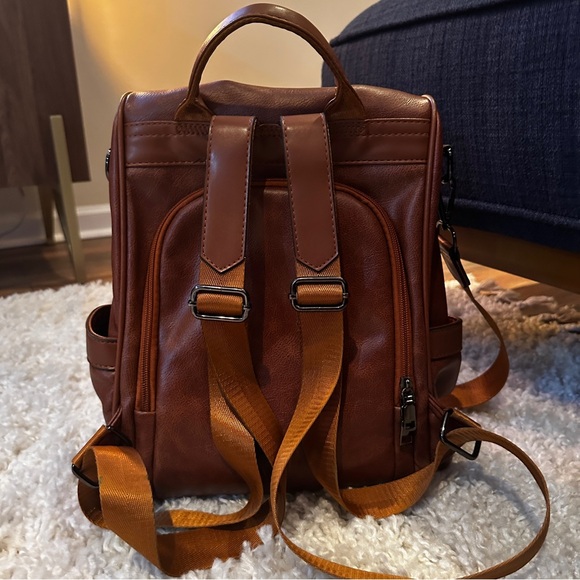 {preloved} Faux Brown Leather Backpack - Picture 4 of 12